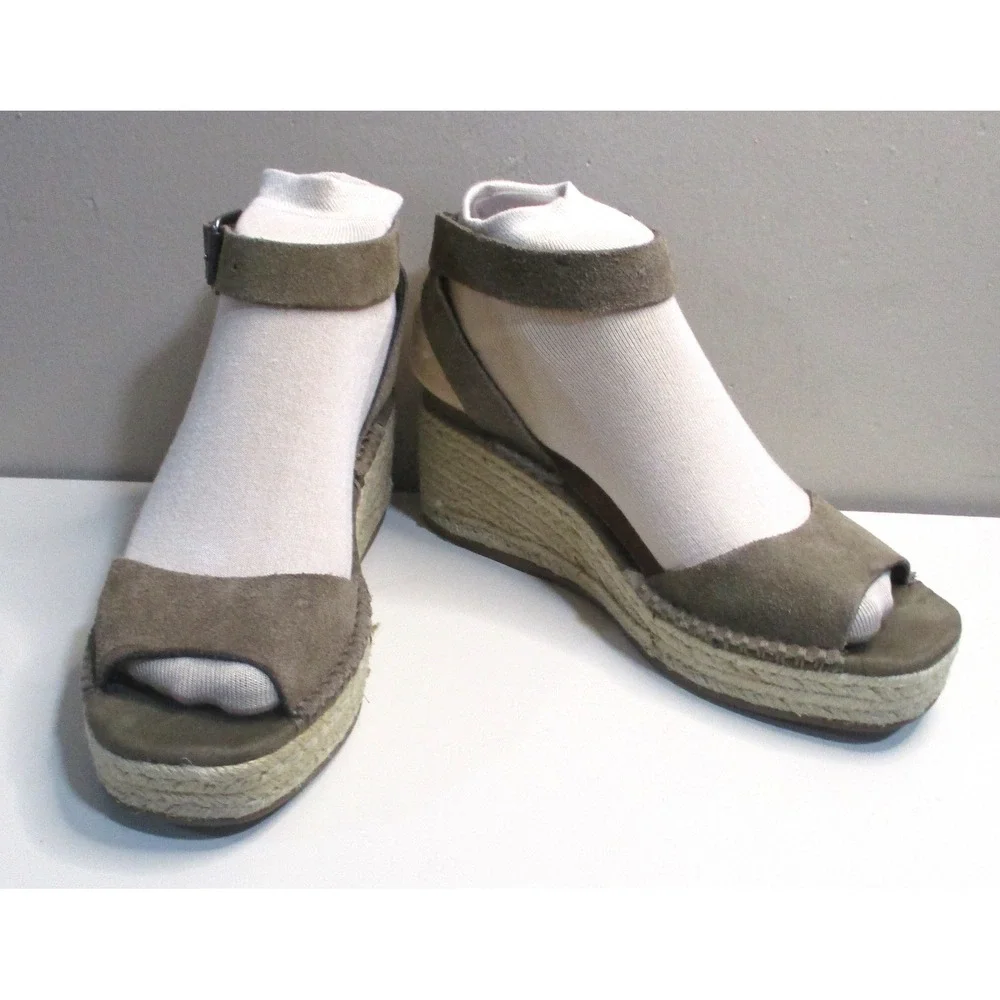 Steve Madden Brown Suede Espadrille Wedge Sandals Ankle Strap Womens 6
